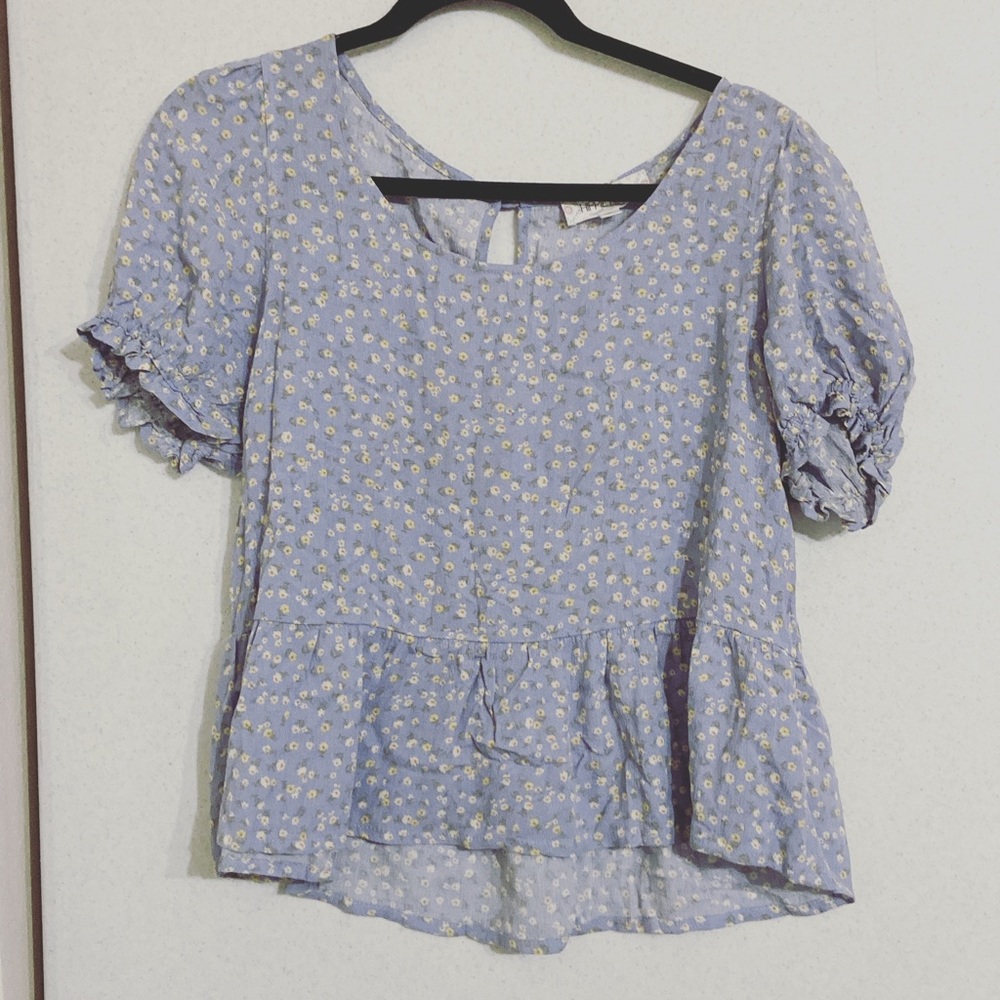 Boho Purple Hippie Rose Blouse SZ L